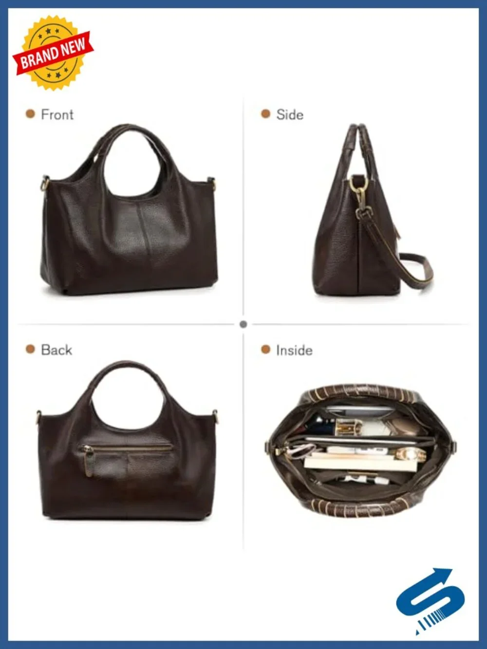 Genuine Leather Satchel Handbag Crossbody Tote Purse Women Shoulder Bag
